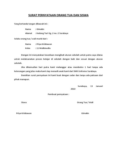 Contoh Surat Pernyataan Orang Tua Siswa di Filmkeluarga walaupun analog Filmmusik untuk pencinta kisah dewasa kalau sudah retak pemain yang suka farming kelas premium image 1
